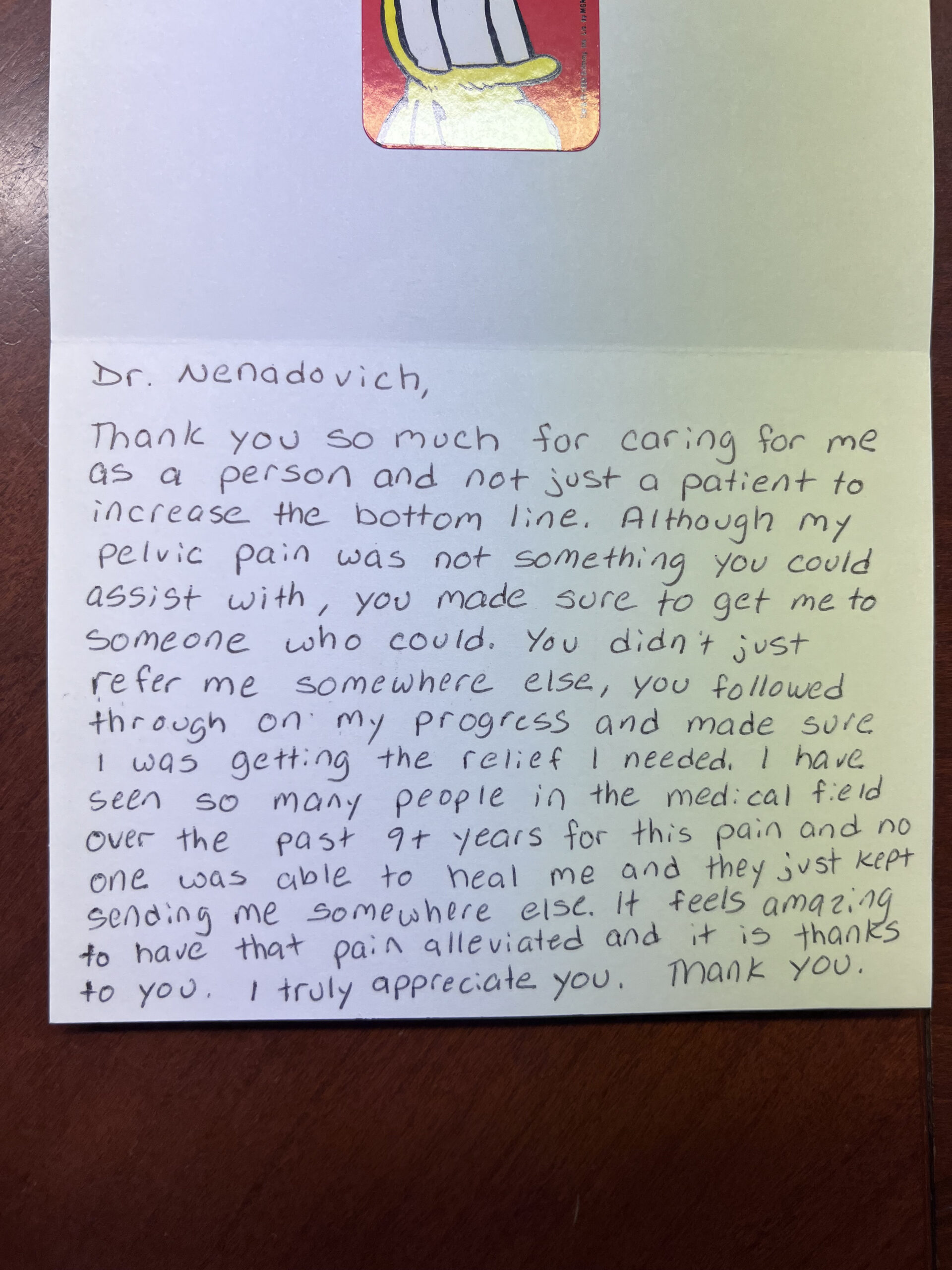 note to Dr. Nenadovich